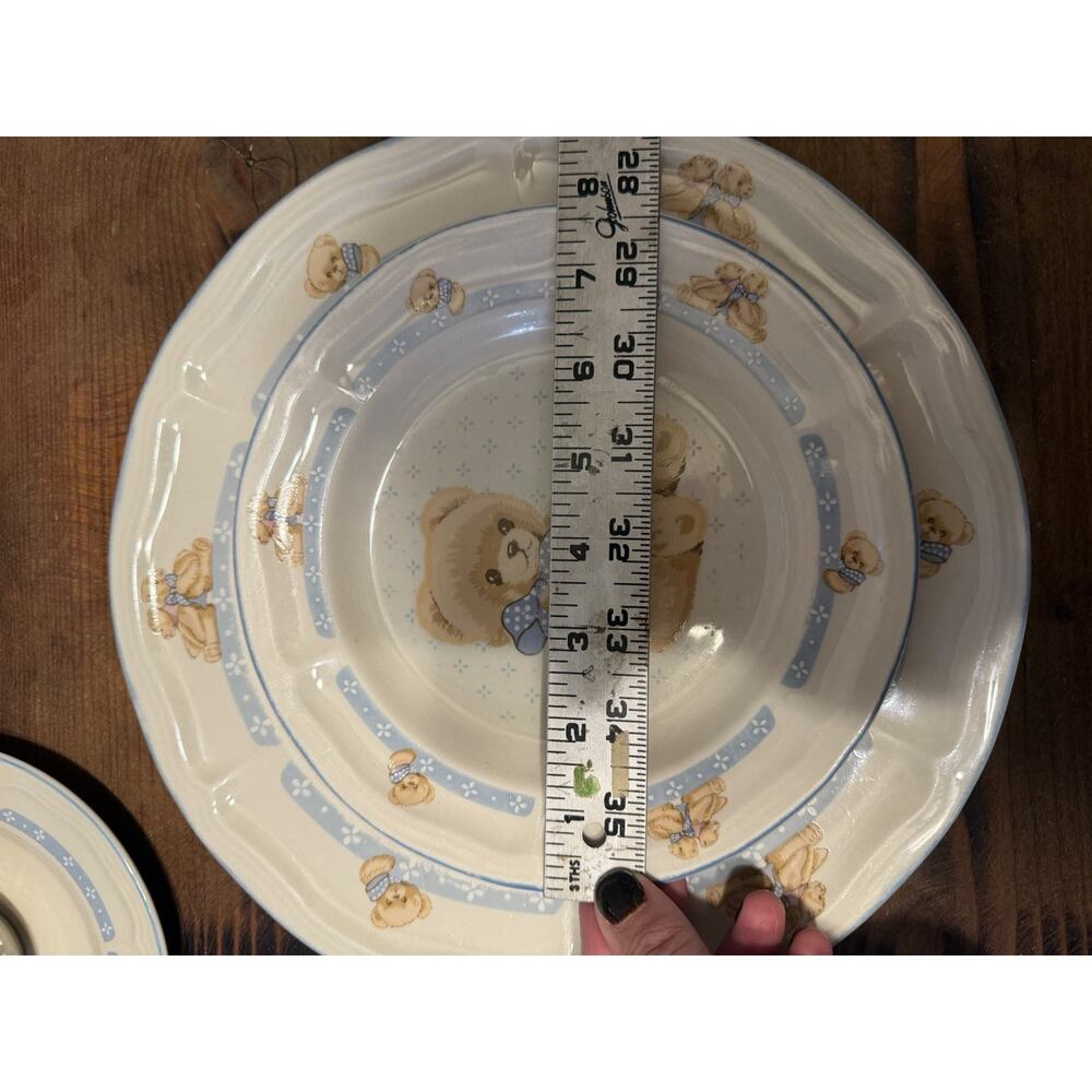 Tienshan Stoneware Country Bear Dinner &salad plates, cups & saucers set of 2 ea - Picture 14 of 16